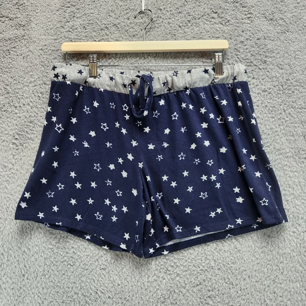 Lucky Brand Shorts Women's Medium Navy Blue Gray Star Print Stretch Drawstring